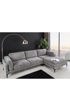 Corner sofa 295 cm BROOKE textured velvet grey