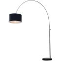 Floor lamp 170-200cm black marble base, metal silver & black shade