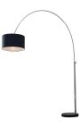 Floor lamp 170-200cm black marble base, metal silver & black shade