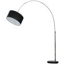 Floor lamp 170-200cm black marble base, metal silver & black shade