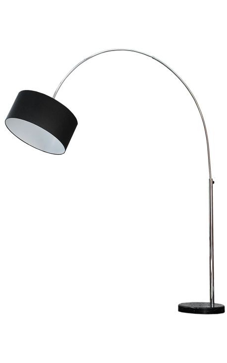 Lampa podłogowa 170-200cm podstawa z czarnego marmuru, klosz metalowy srebrny i czarny