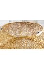 Round table "Cory" of gold aluminium, top in mango wood 80 cm