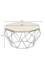 Octogonal "Diamo" coffee table, beige travertine top & brass-colored metal