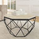 Low table "Diamo" octagonal top of travertine and black metal