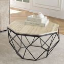 Low table "Diamo" octagonal top of travertine and black metal