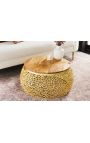 Round table "Cory" of gold aluminium, top in acacia 72 cm