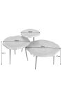 Ensemble de 3 tables basses "Arbre" en aluminium couleur laiton 60/50/40cm