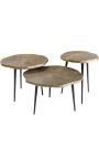 Set of 3 coffee tables "Tree" aluminum color brass 60/50/40cm