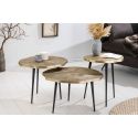 Ensemble de 3 tables basses "Arbre" en aluminium couleur laiton 60/50/40cm