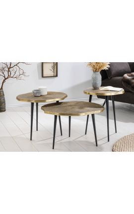 Set of 3 coffee tables &quot;Tree&quot; aluminum color brass 60/50/40cm