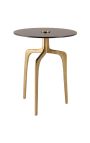 Side table "TRECK" of gold aluminium and top of smoky glass