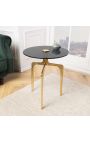 Side table "TRECK" of gold aluminium and top of smoky glass