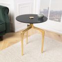 Side table "TRECK" of gold aluminium and top of smoky glass