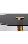 Side table "TRECK" of gold aluminium and top of smoky glass