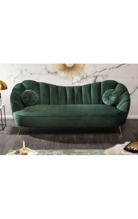 ARIT 3 seater sofa in green velvet with golden legs