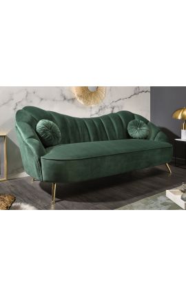 ARIT 3 seater sofa in green velvet with golden legs