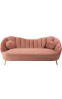 ARIT 3 personers sofa i mørk pink fløjl med gyldne ben