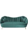 ARIT 3-persoonsbank in turquoise fluweel met gouden benen