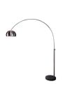 Lampe sur pied 170-210cm base en marbre noir, métal brossé argenté