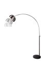 Golvlampa 170-210 cm svart marmorbas, borstat metallsilver