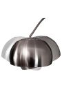 Lampe sur pied 170-210cm base en marbre noir, métal brossé argenté