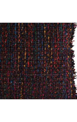 Coussin carré tissu bouclé et satiné multicolore et noir 45 x 45