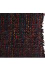 Coussin carré tissu bouclé et satiné multicolore et noir 45 x 45