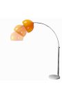 Golvlampa 170-205 cm vit marmorbas, orangeakryl lampfönster