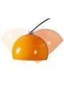 Lampe sur pied 170-205cm base en marbre blanc, abat-jour acrylique orange