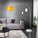 Floor lamp 170-205cm white marble base, orange acrylic lampshade