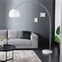 Lampa de podea 170-205cm, bază de marmură albă, umbrelă acrilică albă