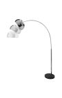 Floor lamp 170-210cm black marble base, chrome shade