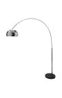 Floor lamp 170-210cm black marble base, chrome shade