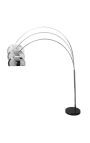 Floor lamp 170-210cm black marble base, chrome shade