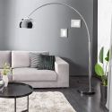 Floor lamp 170-210cm black marble base, chrome shade