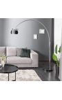 Floor lamp 170-210cm black marble base, chrome shade