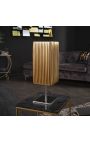 Table lamp "Golden Star" with golden fabric shade, chromed metal structure