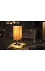 Table lamp "Golden Star" with golden fabric shade, chromed metal structure