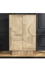 VALLA bar cabinet in bleached mango tree wood with 3d geometric pattern