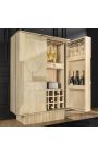 VALLA bar cabinet in bleached mango tree wood with 3d geometric pattern