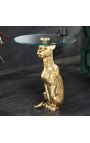 Side table "GUEPARD" of gold aluminium