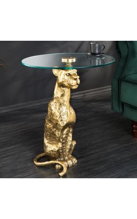 Side table "GUEPARD" of gold aluminium