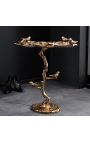 Table d'appoint "OISEAUX" en aluminium couleur laiton antique