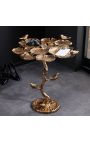 Table d'appoint "OISEAUX" en aluminium couleur laiton antique