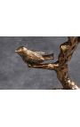 Table d'appoint "OISEAUX" en aluminium couleur laiton antique