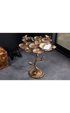 Side table &quot;BIRDS&quot; aluminum color antique brass