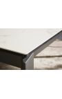 Meal table "CARRY" grey steel and top ceramic marble white 180-240