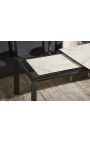 Meal table "CARRY" grey steel and top ceramic marble white 180-240