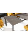 Tavolino "CARBONE" grigio acciaio e ceramica aspetto cemento 180-240