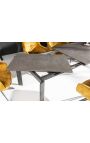 Tavolino "CARBONE" grigio acciaio e ceramica aspetto cemento 180-240